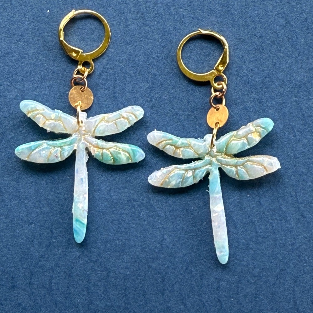 Dragonfly Earrings with Gold Accents